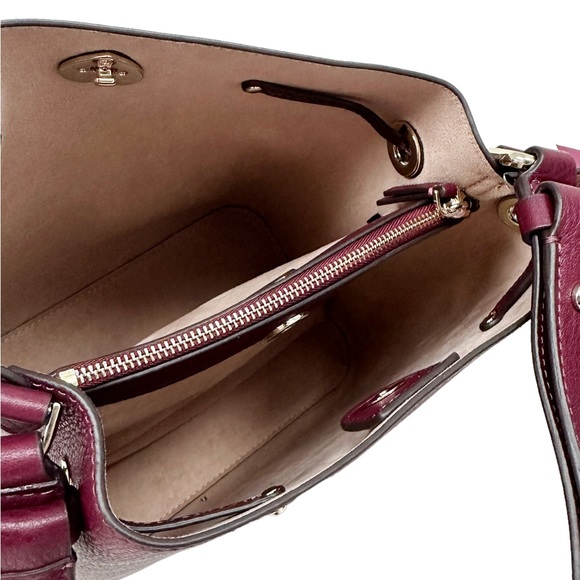 Kate Spade Marti Large Bucket Bag Shoulder Bag Deep Berry Pebbled Leather - Picture 3 of 7